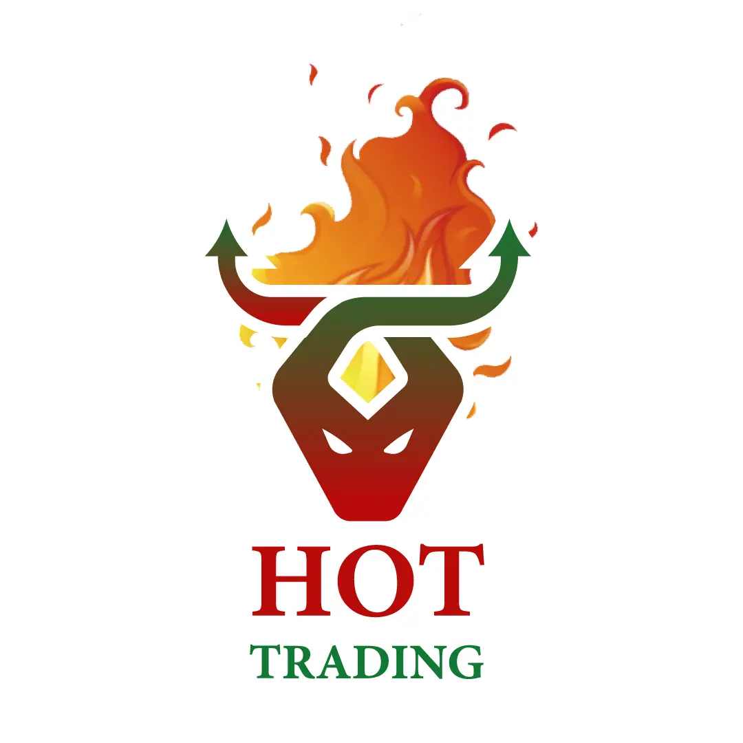 Hot Trading logo with bull and upward charts